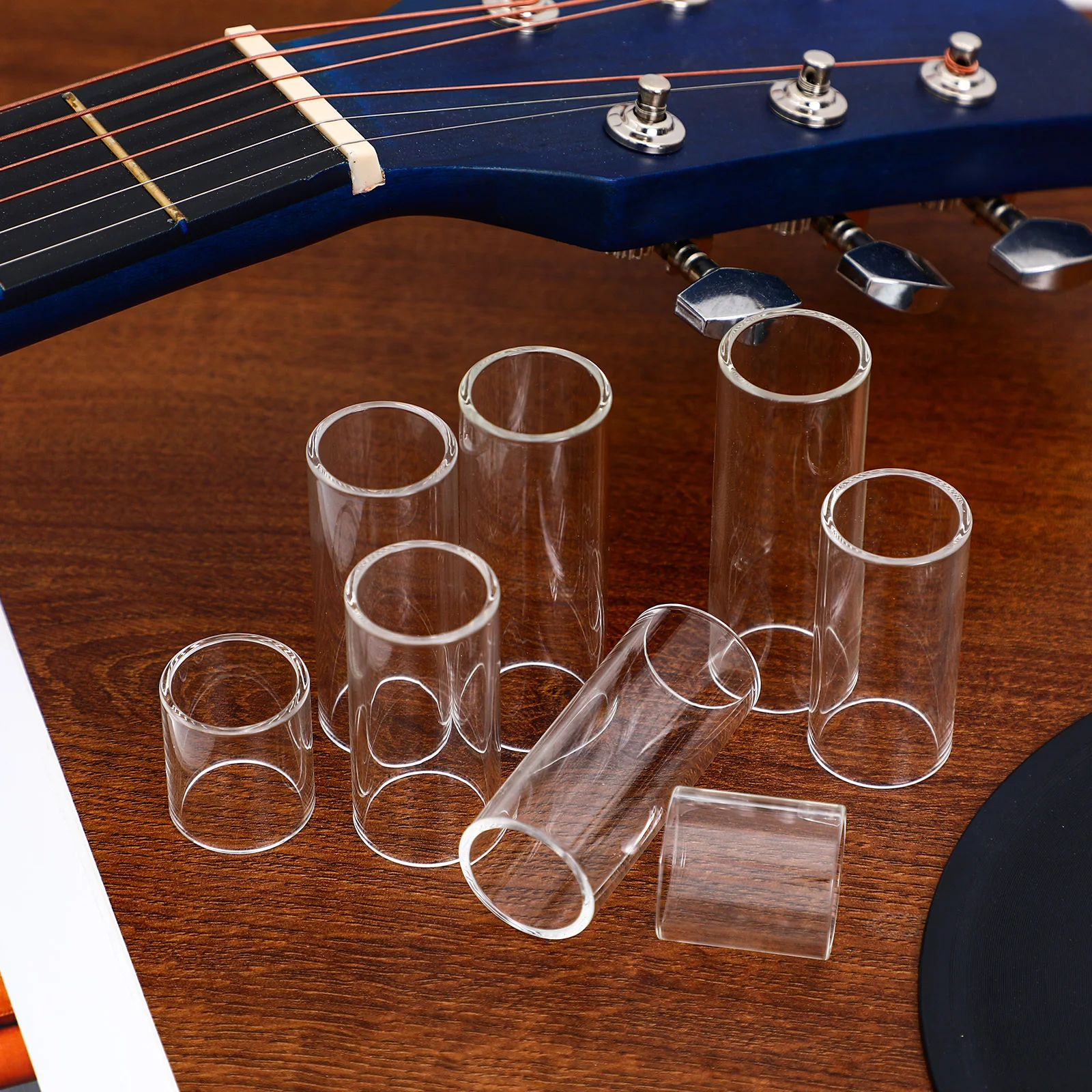 

8Pcs Guitar Glass Slides Finger Guards Various Lengths Smooth Glide Guitar Accessories for Electric Acoustic Bass