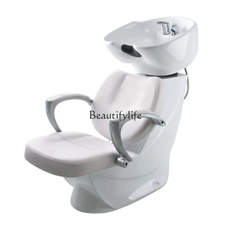 

06Sitting Shampoo Chair for Hair Salon Beauty Ceramic Plate Simple Flushing Bed