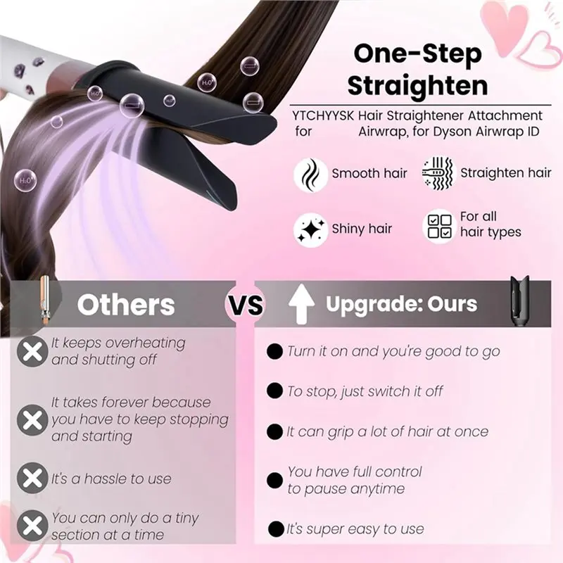 

CKFAM-Hair Straightening Tool Wide Tooth Comb And Nozzle Attachment For Dyson Airwrap HS01 HS05 HS08 Accessories