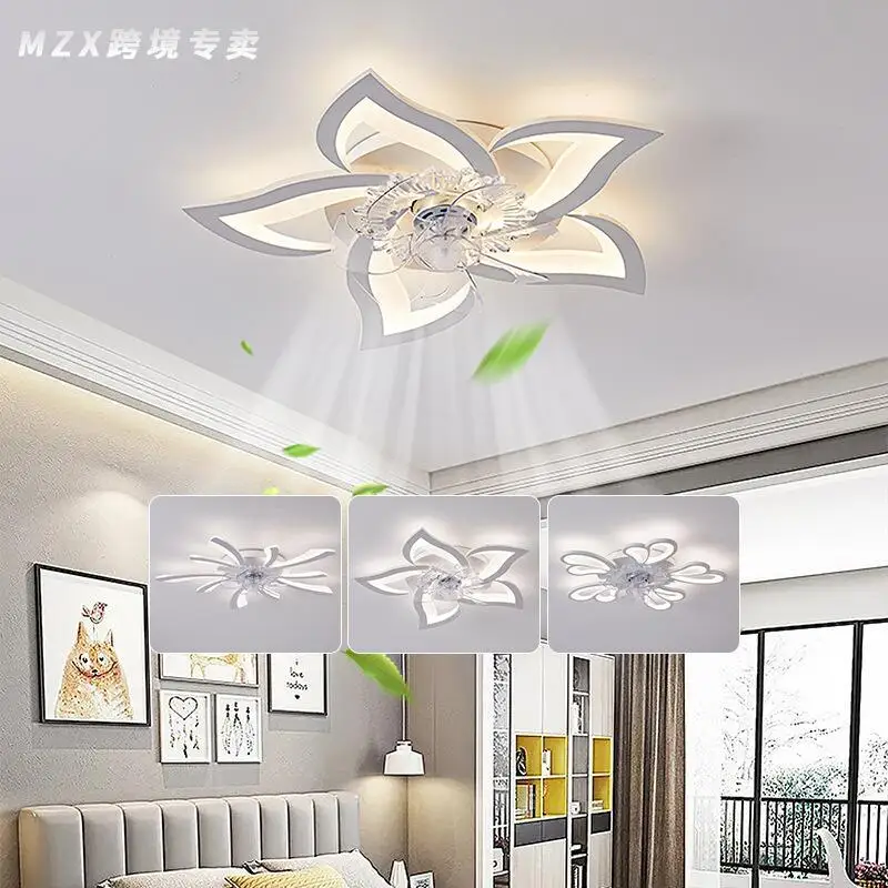 Nordic LED Fan Ceiling Lamp Modern Intelligent Remote Control Fans Light For Bedroom   Bar Decor Creative White Fans Light