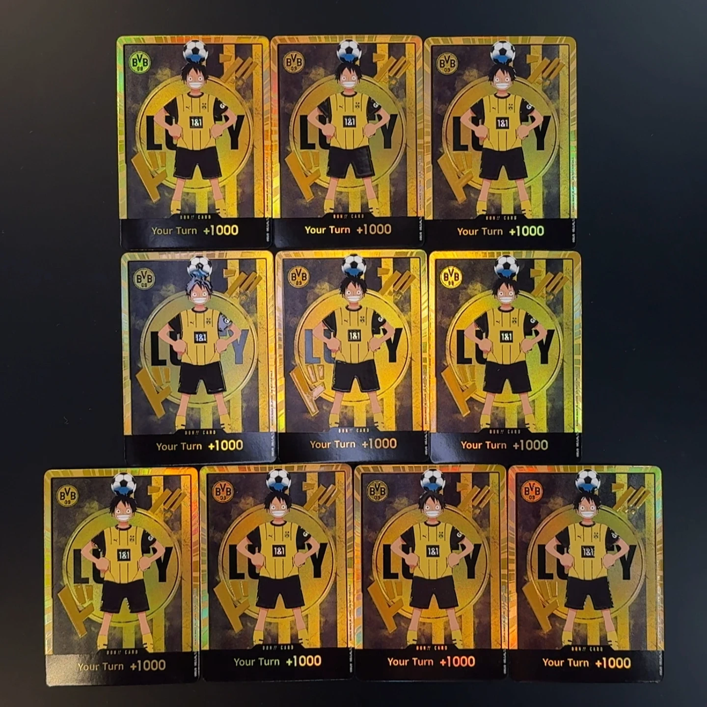 

10pcs/set BVB DON One Piece OPCG English Golden Luffy Zoro Sanji Robin DON card Holographic 3D Textured Anime Collectible Cards