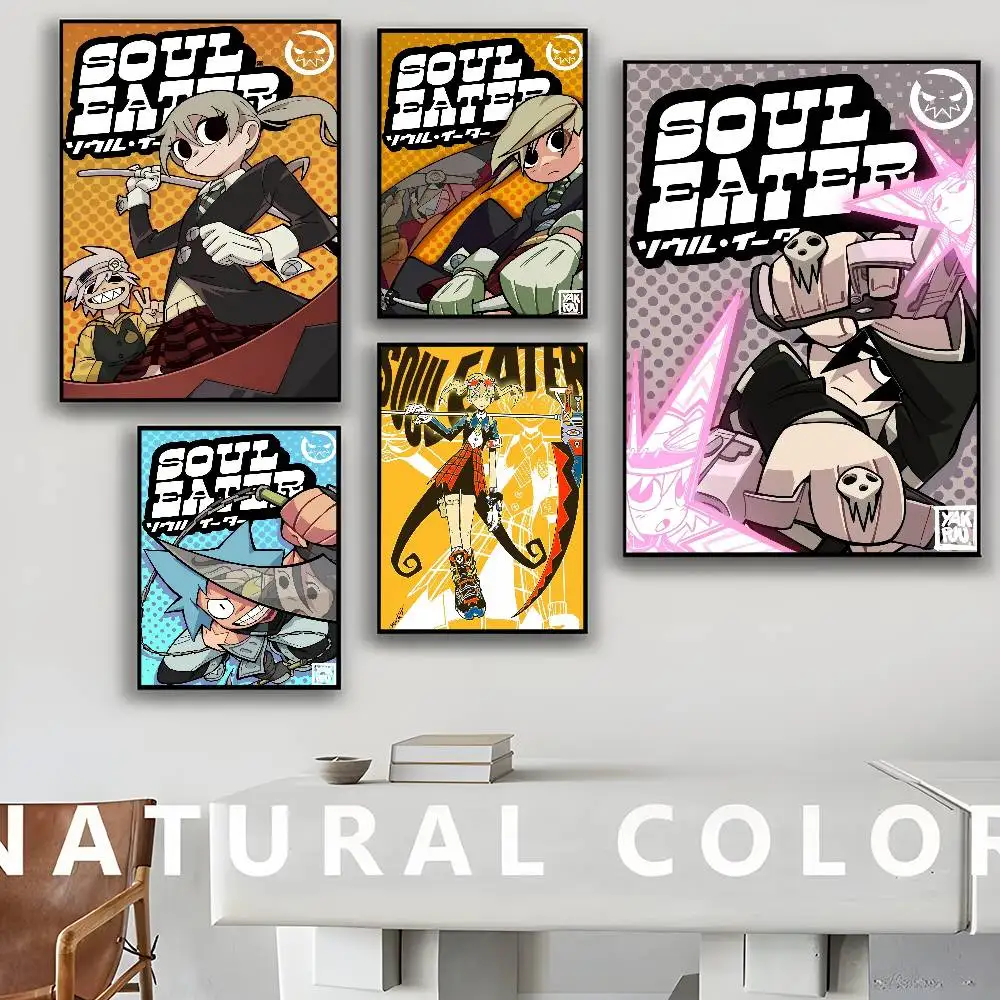 Anime Soul E-Eater Self-adhesive Art Poster Fancy Wall Sticker for Living Room Bar Decoration Vintage Decorative Painting