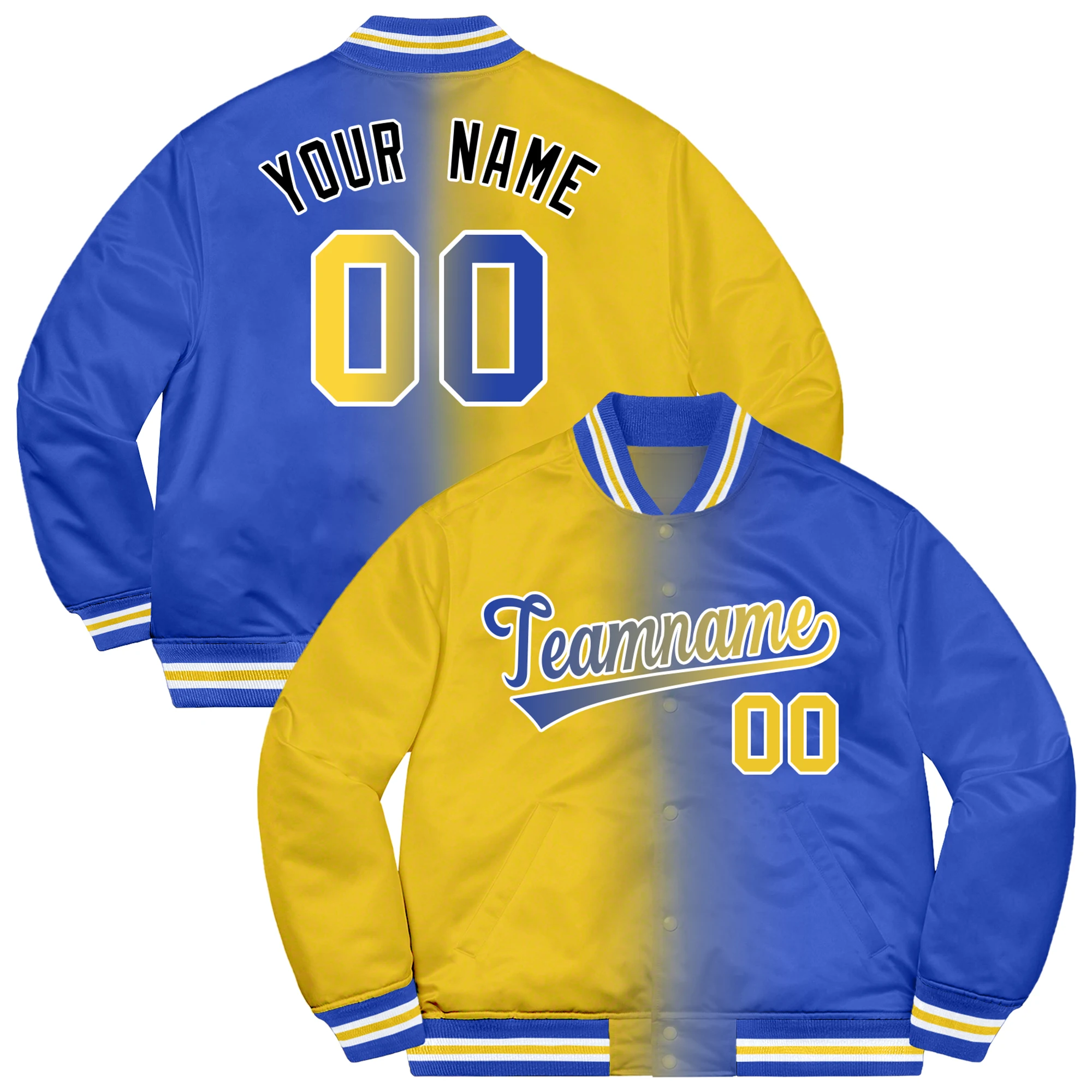 

Custom Men's Varsity Unique Gradient Baseball Jacket Casual Sweatshirt Letterman Bomber Coats Personalized Stitched Name Coat