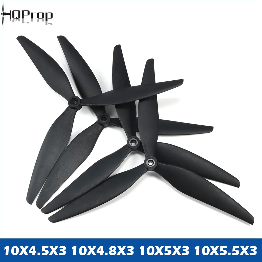 2 Paar HQProp 10X5X3 10X4.5X3 10X4.8X3 10X5.5X3 1050 1055 10 Zoll 3-Blatt Propeller aus schwarzem, kohlenstoffverstärktem Nylon für RC FPV Drohne