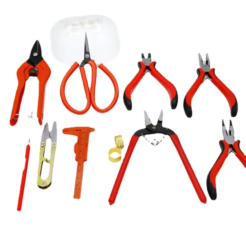 Pliers DIY Jewelry Tools for Beading, Bead Capping Pliers, Scissors, Copper Wire, Elastic Thread, and Fishing Line Material Kit