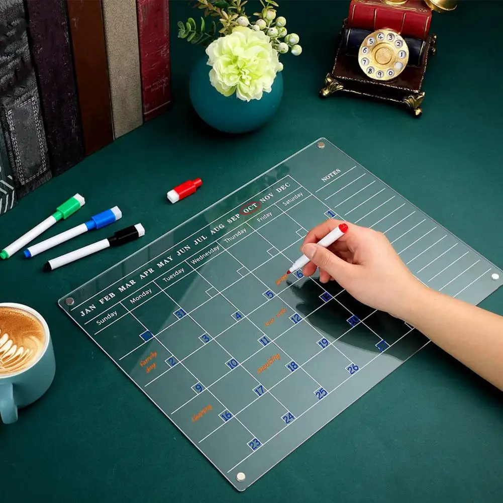 Convenient Acrylic Magnetic Dry Erase Calendar Board Wipe Easily Magnetic Whiteboard Strong Magnetic Home Supplies