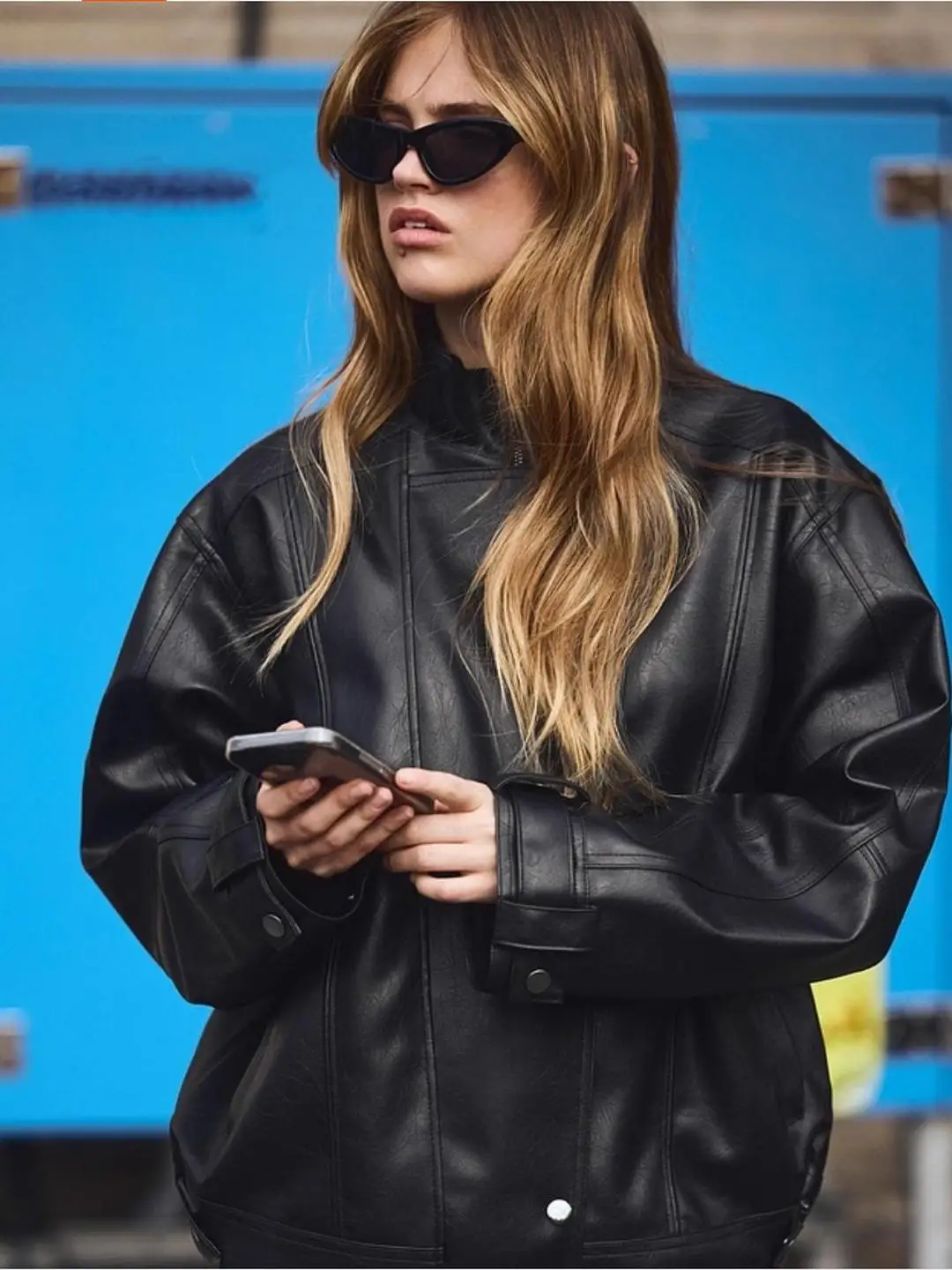 

Invisible Zipper And Button Closure Moto Jacket Long Sleeve Outerwear Youth PU Leather Jacket Half Matte Finish Spring 2026