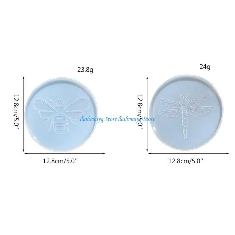 573B اليدوية النحل اليعسوب كوستر صينية راتنجات الايبوكسي قالب تخدم لوحة قالب من السيليكون
