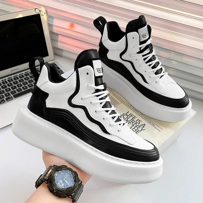 

High Tops For Men White Black Causal Platform Skateboard Shoes Loafers Luxury Designer Sports Walking Sneakers Zapatos Hombre