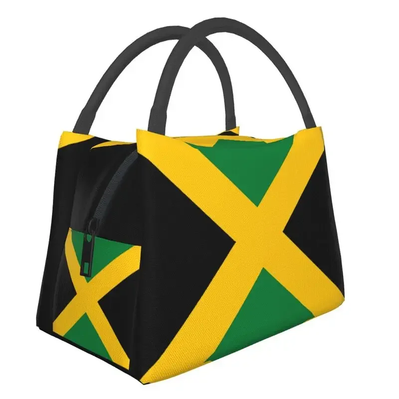 Jamaican Flag Thermal Insulated Lunch Bag Women Patriotism Resuable Lunch Tote for Office Outdoor Storage Meal Food Box