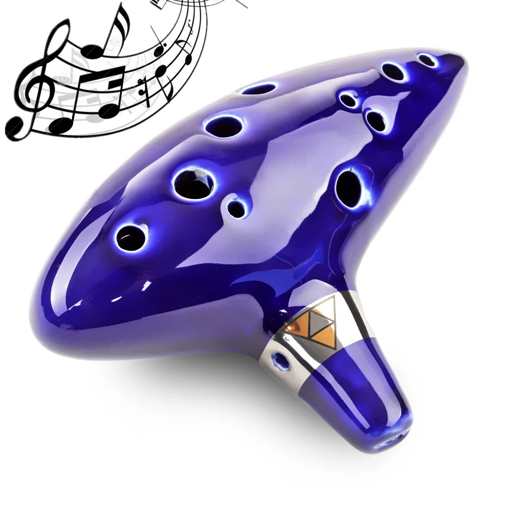 12 Hole Ocarina Tones Alto C with Song Book Display Stand Neck Cord Protective Bag Gift for Children Beginners 1SET