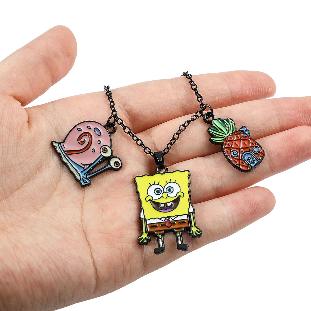 SquarePants Necklace Cute Cartoon Figure Gary the Snail Pineapple House Alloy Pendant Neck Chain Jewelry Accessories