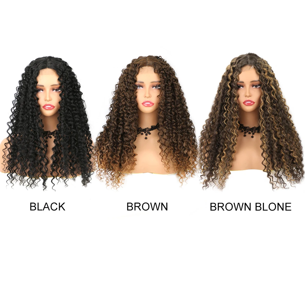 Jerry Curly Highlight Wig Synthetic Hair 16 Inch Honey Blonde U Lace Front Deep Wave Brazilian Brown Blonde Ombre Wig For Women