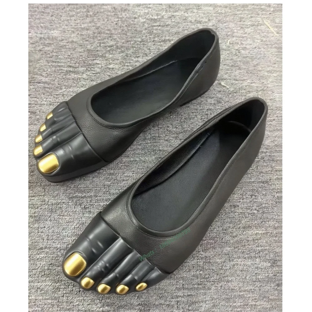 

Black Five Fingered Men Shoes Soft Flat Pumps Gold Toe Men's Dress Shoes Gentlemen Slip on Party Shoes Big Size 47 Sprig Autumn