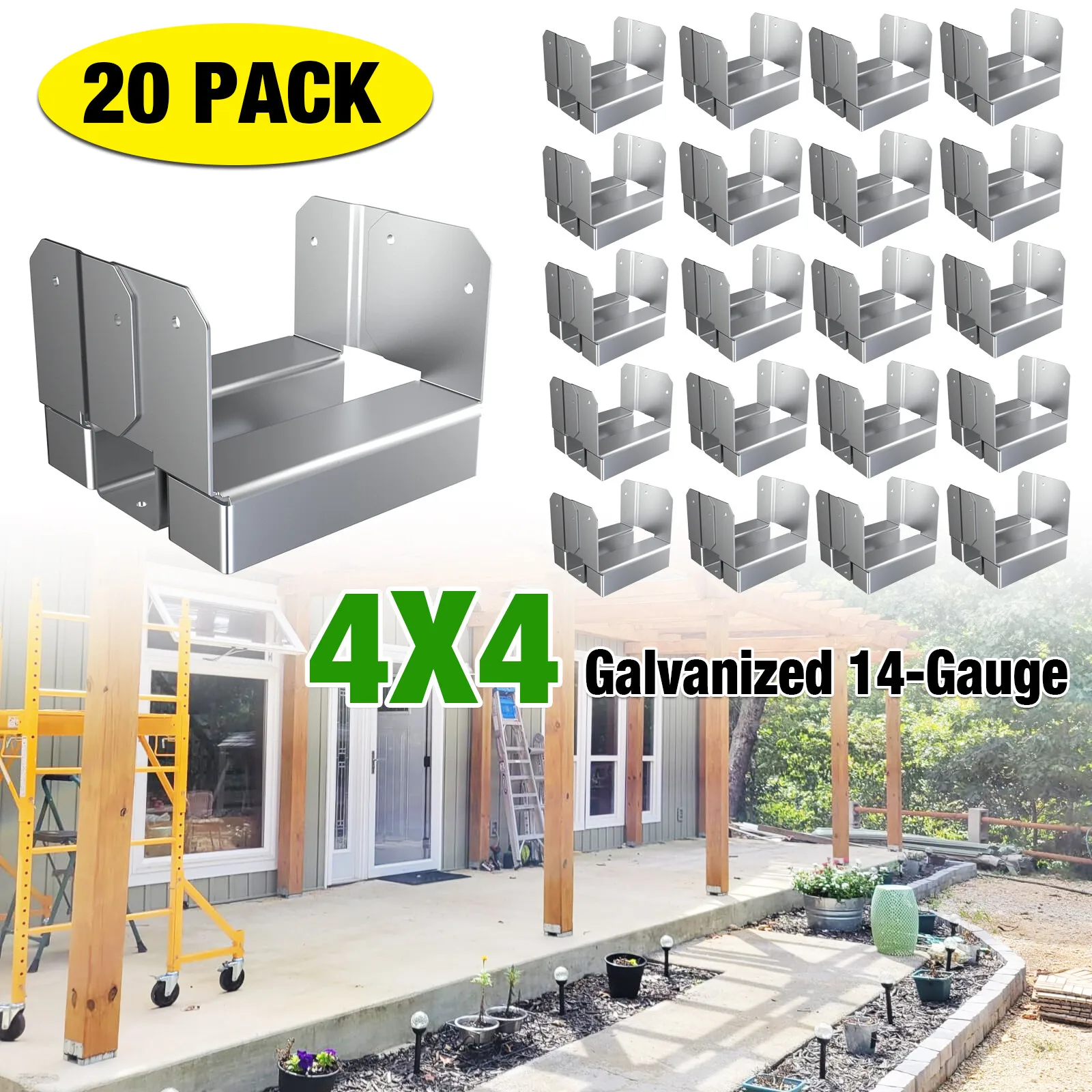 

20 шт. 4x4 анкерная основа для бетонной палубы, регулируемый металлический кронштейн для стойки, основание стойки