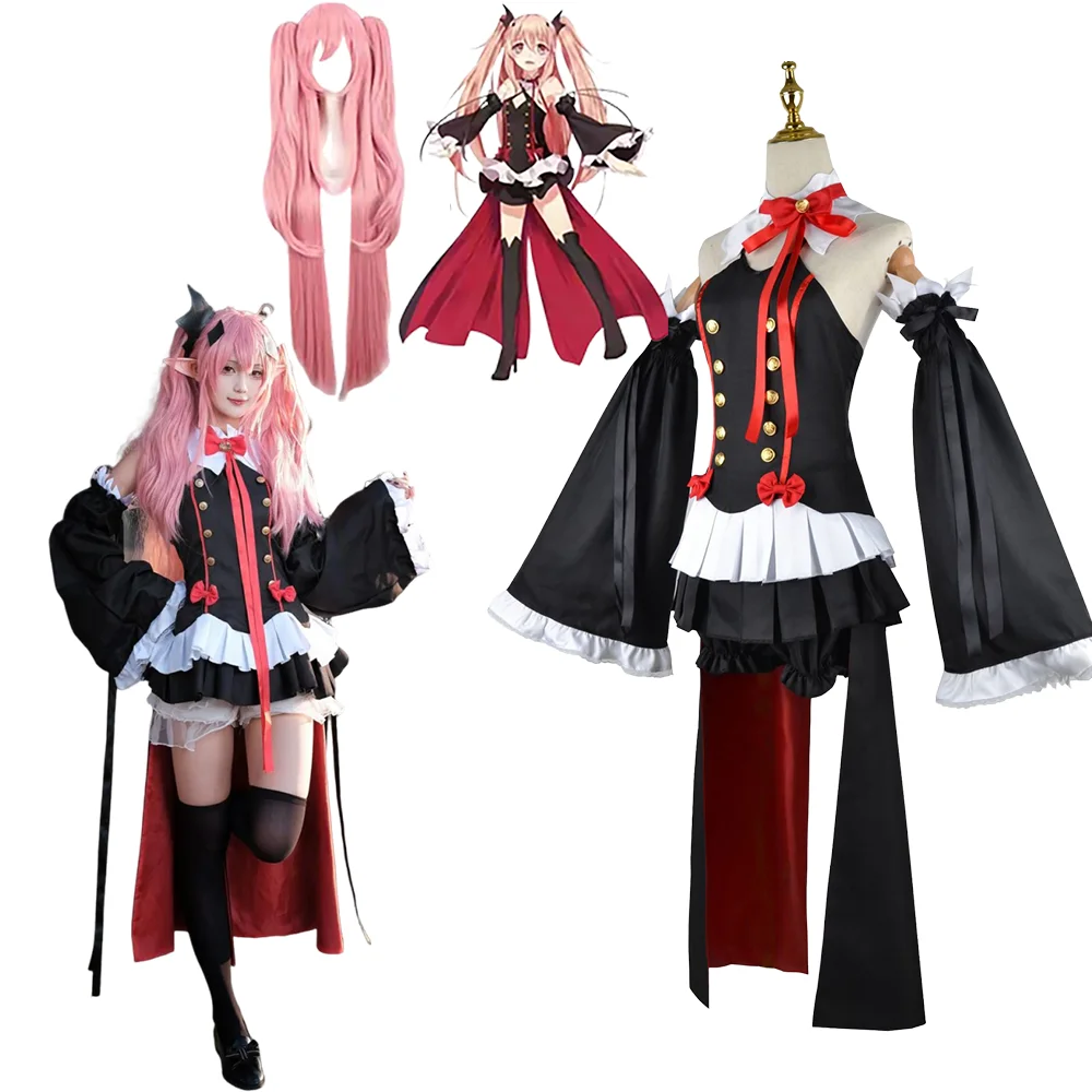 

Крул Цепеш Косплей Костюм Парик Набор для Женщин Серафим Конца Owari No Seraph Аниме Вампир Ведьма Хэллоуин Костюм Униформа