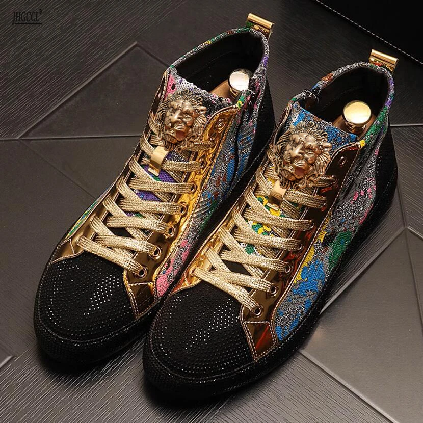 European station fashion rhinestone sequin fashion shoes new network red shoes breathable high top board shoes boots