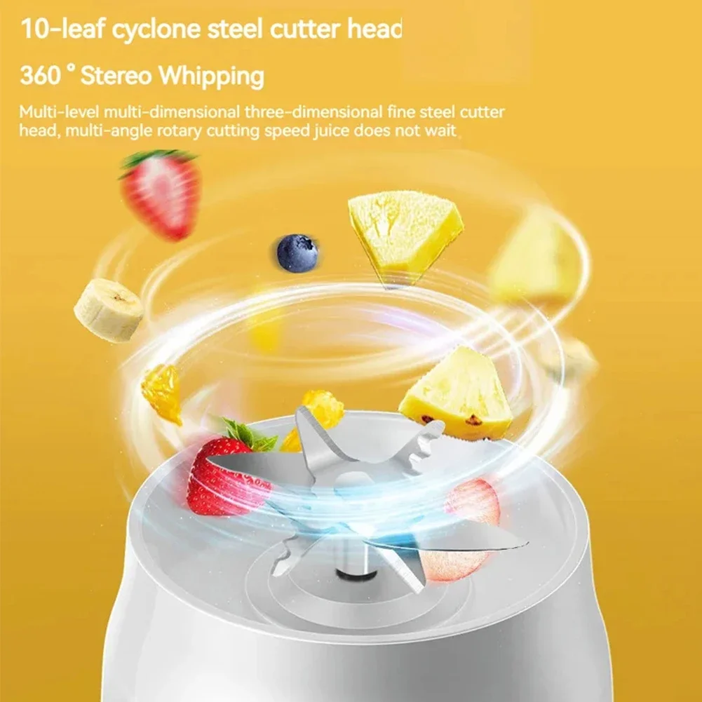 Electric Juicer Fruit Juice Cup Convenient To Carry Student Home Mini Juice Blender 6Blades Quick Crush USB Charging Juicing Cup