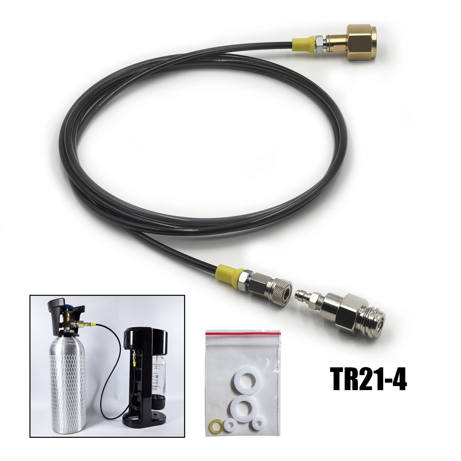 

Soda Water Accessories W21.8-14 G3/4 CGA320 To External CO2 Tank Adapter Kit with Quick Disconnect Connector