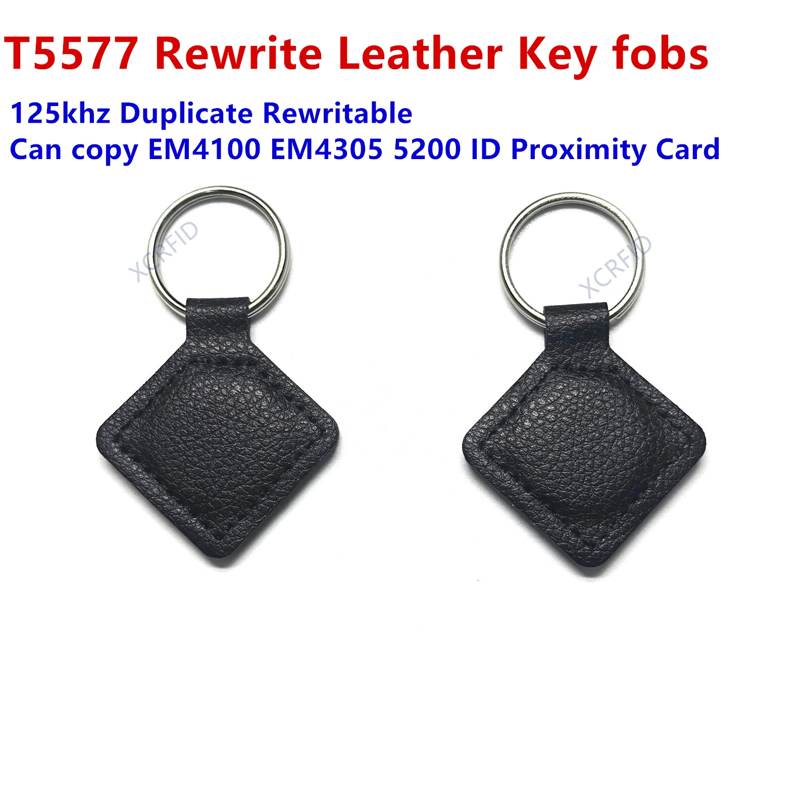 T5577 EM4305 Rewrite Writable Key Tag Rewritable Duplicate Leather RFID Tag Copy EM4100 125KHZ Card Proximity ID Token Keyfobs