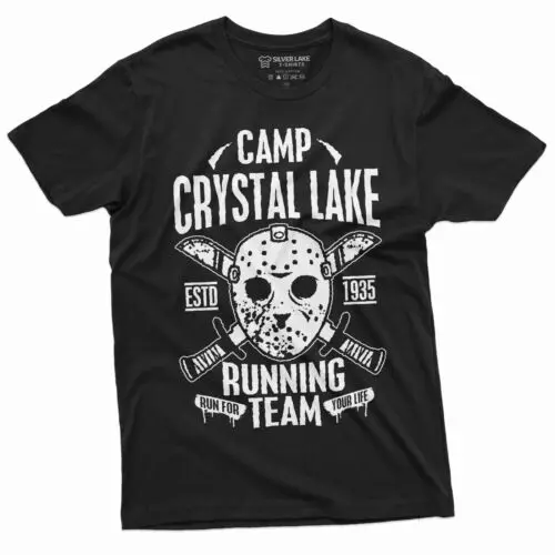 Crystal Lake Running Team T-shirt Horror Jason Mask Tee Shirt Horror Movie Tee