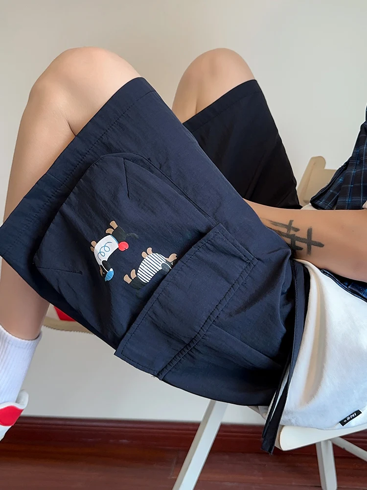 

Мужские летние тонкие шелковые свободные повседневные орты Спецодежда Брюки пять четвертей Американский модный бренд Уличная одежда средней длины orts