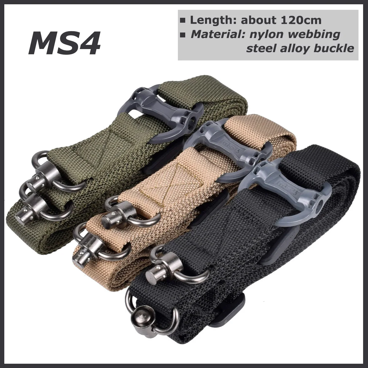 MS4 Sling MS2 MS3 Ak 47 Rifle Gun Hunting Nylon Adjustable 2 Point Strap Quick Detach QD Mount Military Belt Strap