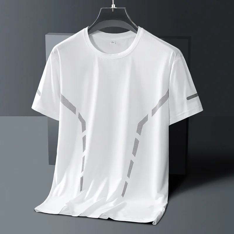 メンズ半袖Tシャツ,ラウンドネック,シルク,通気性,速乾性,ランニング,スポーツ,フィットネス,夏