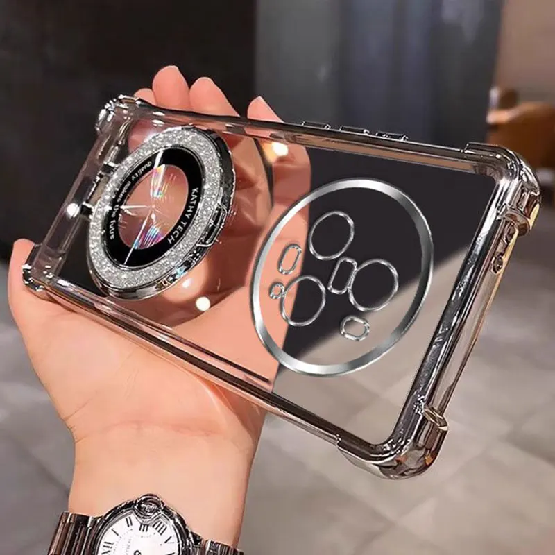 حافظات هاتف Magic5pro مع حامل Bing بريق تصفيح حافظة من السيليكون المقاوم للصدمات لهاتف Honor Magic5 pro Lite X9A غطاء براكيت هدية