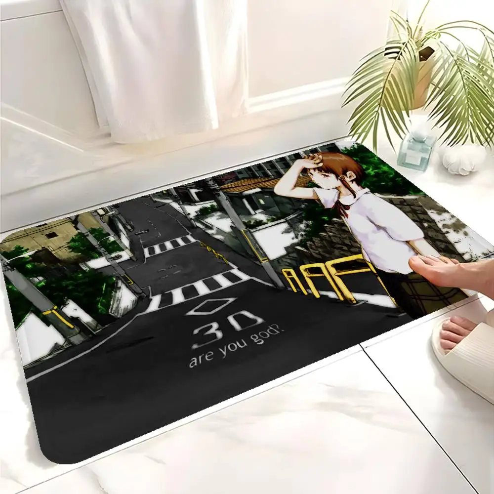 Anime S-Serial Experiments Lain Door Mat Washable Non-Slip Living Room Sofa Chairs Area Mat Kitchen Doormat Area Rug