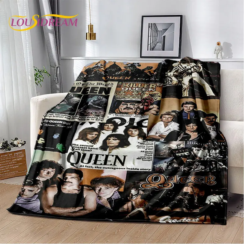 Couverture en peluche douce Freddie Mercury Queen Rock Band, couverture au glouton pour salon, chambre à coucher, lit, canapé, housse de pique-nique