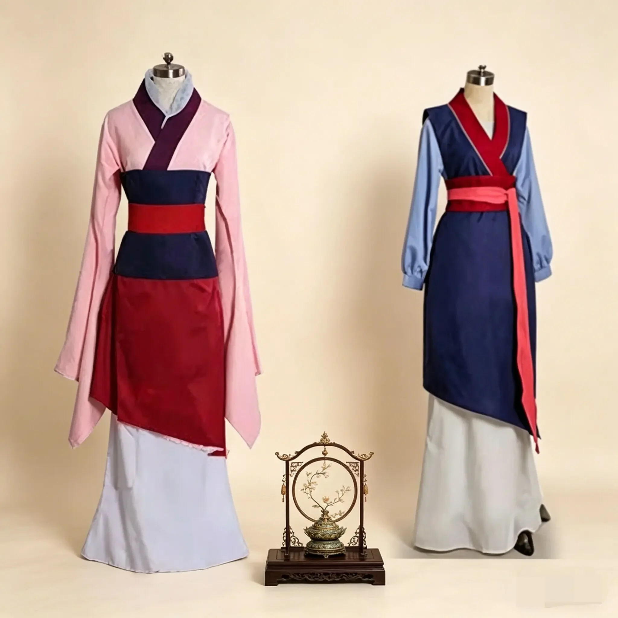

New Movie Hua Mulan Dress Blue /red Dress Princess Dress Girl/women Adult Cosplay Costume Custom Made Halloween Stage Costume