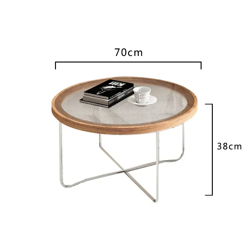 

Japanese style Changhong glass coffee table ins style small table home living room round creative minimalist second-hand