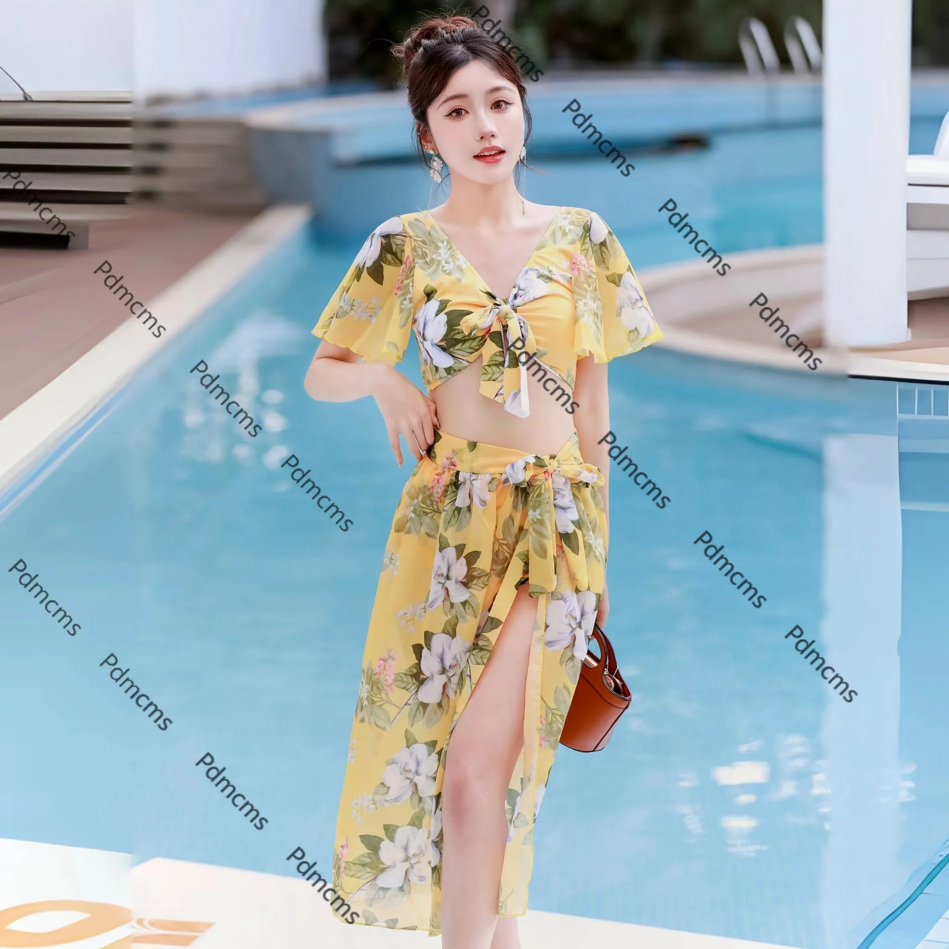 

2025 new vacation beach bikini split swimsuit three-piece seaside hot spring swimsuit Internet celebrity women fashion