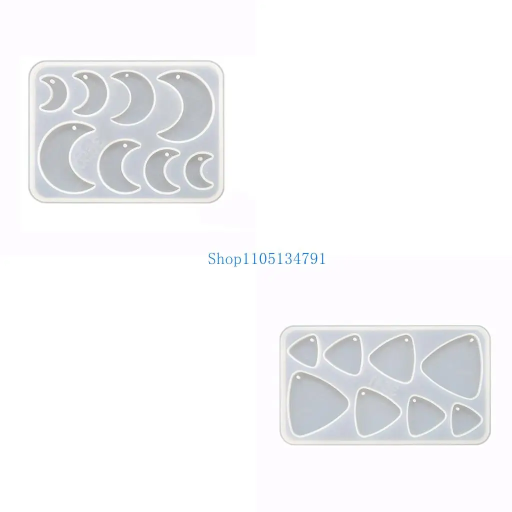 Pendant Mold Clay Molds Multi-Shapes Keychain Moulds with Holes Silicone Material Perfect Gift for DIY Hand-Making Lover