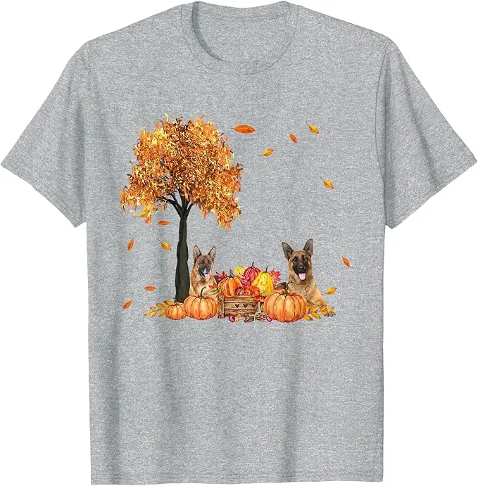 Deutscher Schäferhund Herbstblatt Herbst Hund Thanksgiving Halloween T-Shirt Y2k Hundeliebhaber Ästhetische Kleidung Neuheit Geschenk Weiches Baumwoll-T-Shirt – Detail 9