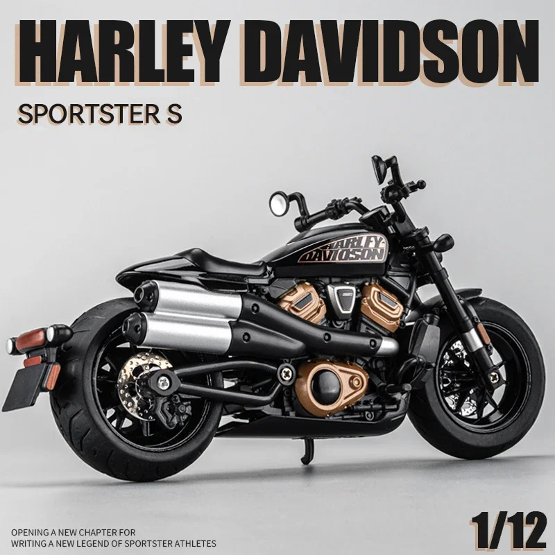 Moto Harley Davidson Sportster S, modelo de aleación, motocicleta de carreras fundida, juguete, colección de regalos para niños, Voiture en miniatura, 1/12