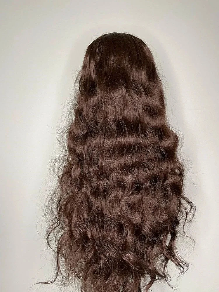 Glueless Soft  26“ Brown Wave 5x5 Silk Base Jewish Human Hair Wig Baby Hair HD Lace European Hair Preplucked Daily