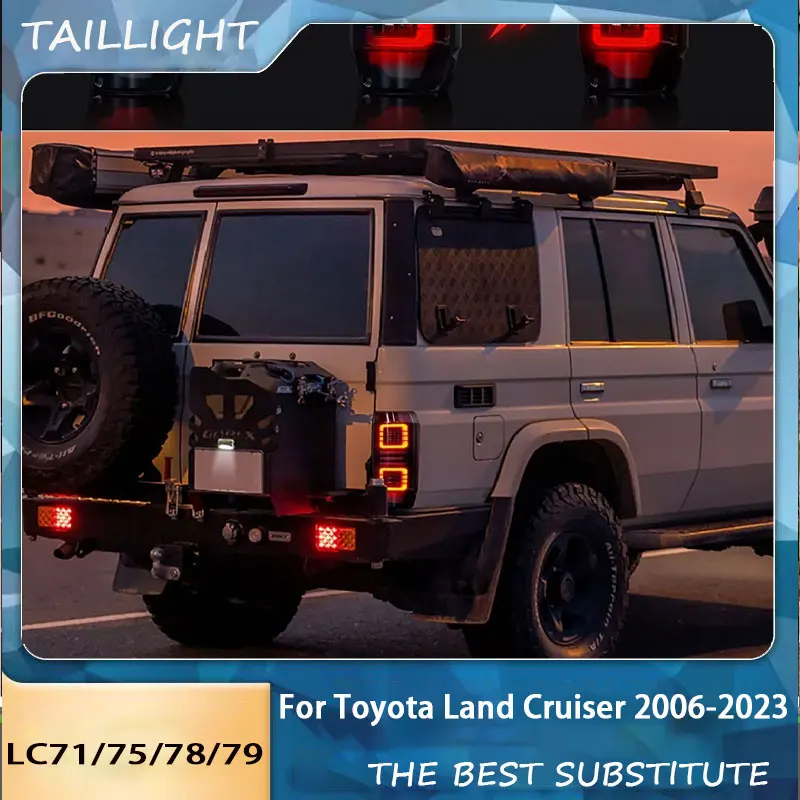 Luces traseras de coche para Toyota Land Cruiser LC71 06-23 conjunto de luz trasera modificada LC71 LC75 LC78 luces LED de señal de giro para correr