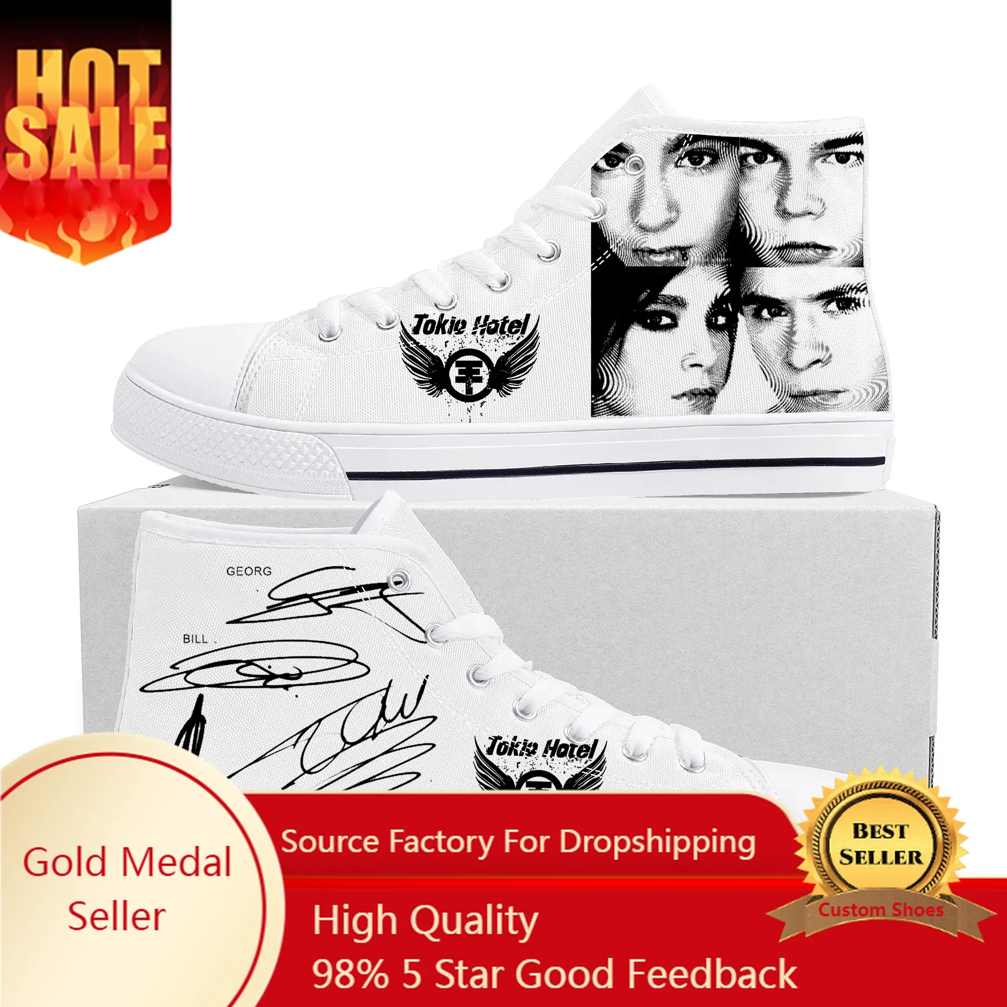 Germany Rock Band Tokio Hotel High Top Shoes Mens Womens Teenager High Quality Sneakers Canvas Sneaker Casual Couple Custom Shoe