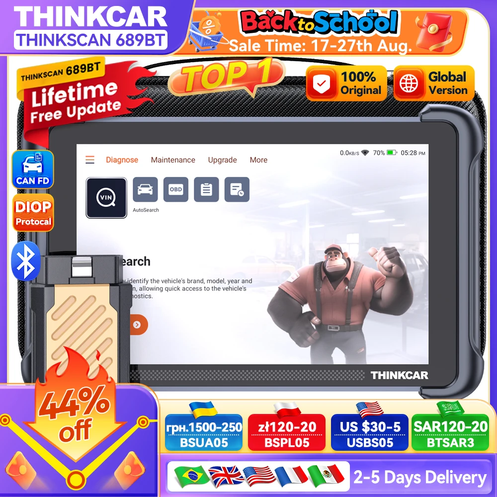 

НОВЫЙ диагностический инструмент THINKCAR THINKSCAN 689BT OBD2 с поддержкой видеоприцела DOIP CANFD, бесплатное обновление для всех автомобилей