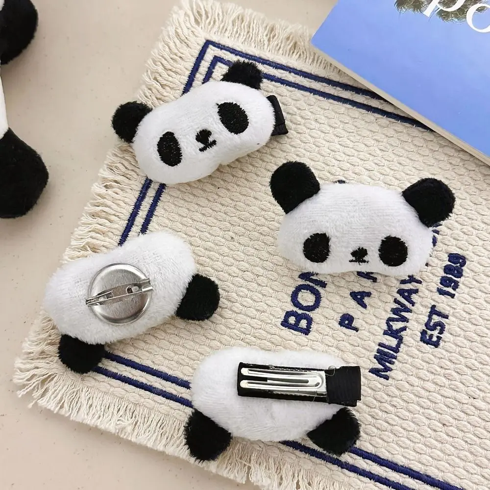 Animal Doll Elastic Ponytail Holder Hair Rope Hairpin Plush Panda Headband Brooch Women Hair Accessories Chinese Style Headwear