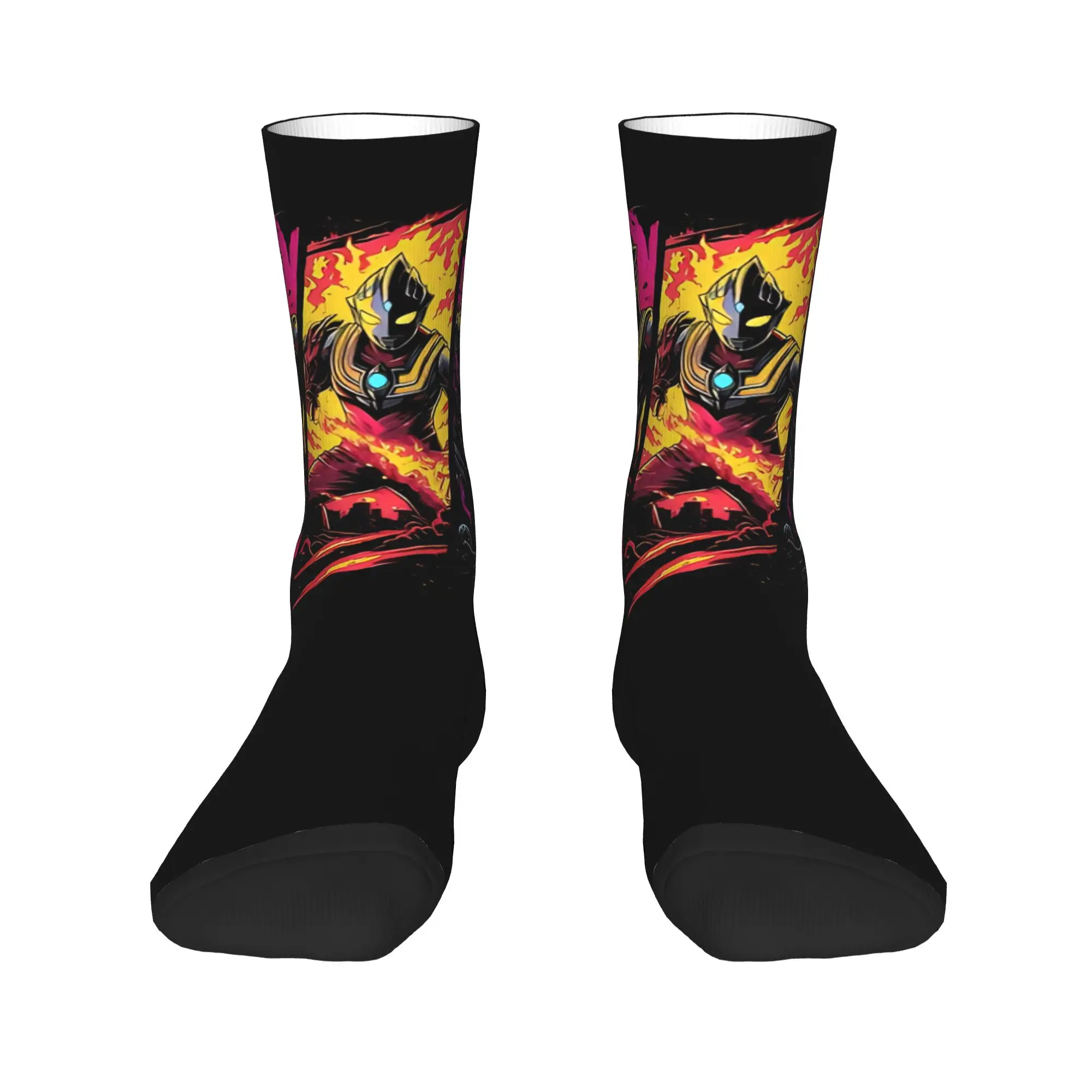 

Funny Sock Bandai Ultraman series Ultraman Hip Hop Seamless Pattern Printed Men Crew Socks Novelty Men's Socks