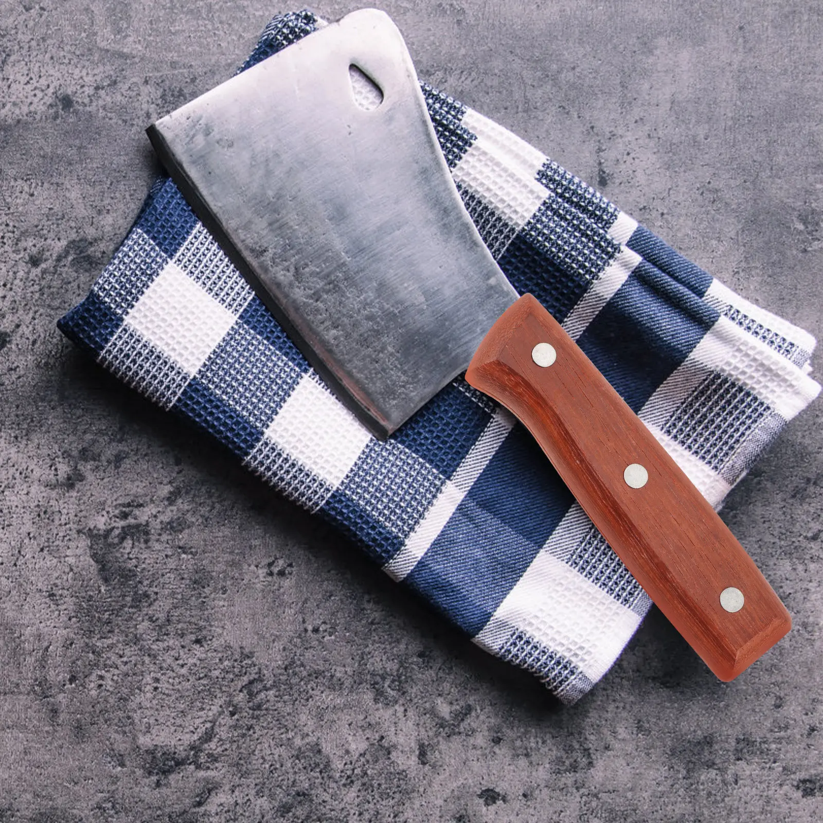 1Set Cutter Wooden Handle Replacement Kitchen Supply Part Non-Slip Hand Grip Chef Cutter Handle Impact Resistant Sturdy