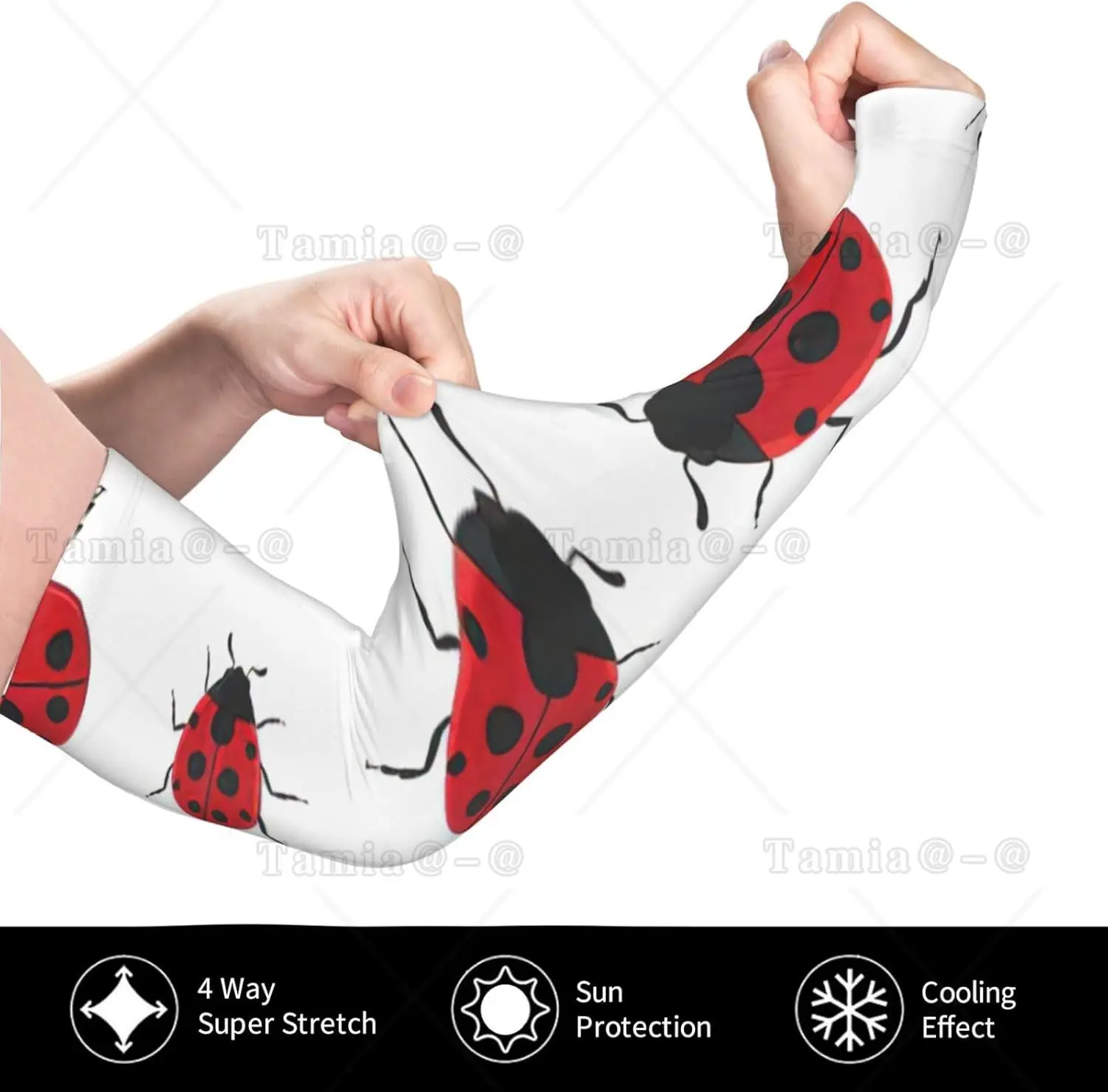 Ladybug Print Sun Protection Arm Sleeves for Women Men Cooling Sports Sleeves for Golf Running Cycling Hiking