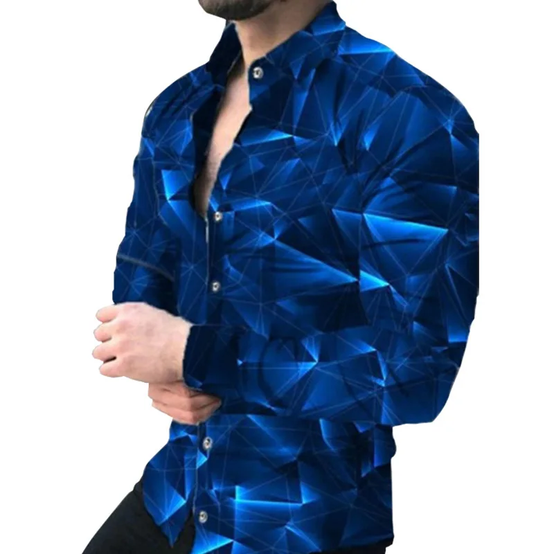 Fashion men's long sleeved shirt 3D trend design Starry Sky Luxury shirts Man's social street casual shirt Lapel long sleeve Top