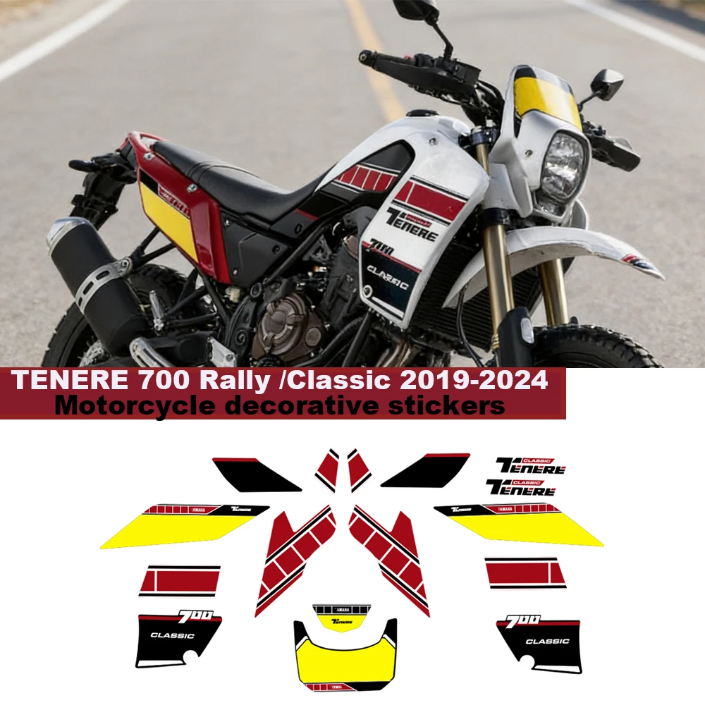 

Наклейки на кузов мотоцикла TENERE 700 Rally/Classic, виниловые наклейки, графика, TENERE 700 Rally/Classic 2019-2024