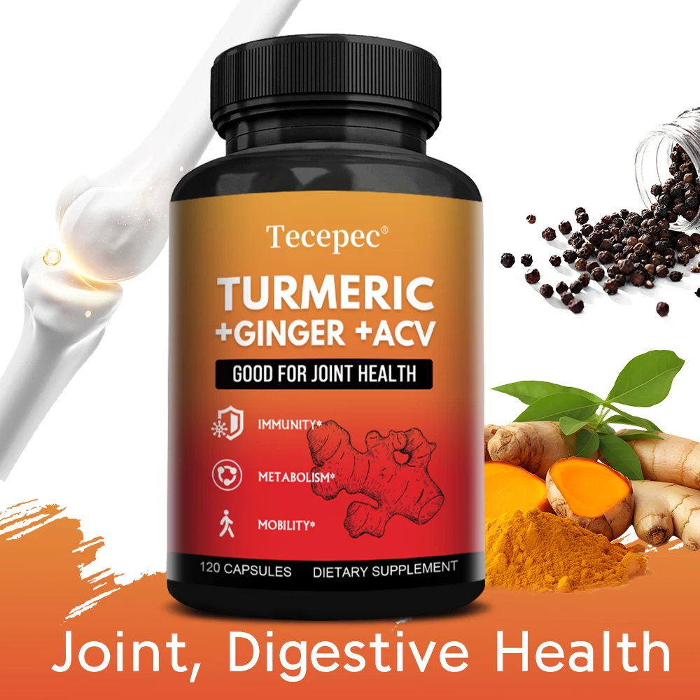 

Куркума + имбирь + капсулы ACV — поддержка иммунитета и метаболизма суставов — биоперин (черный перец) для превосходного впитывания