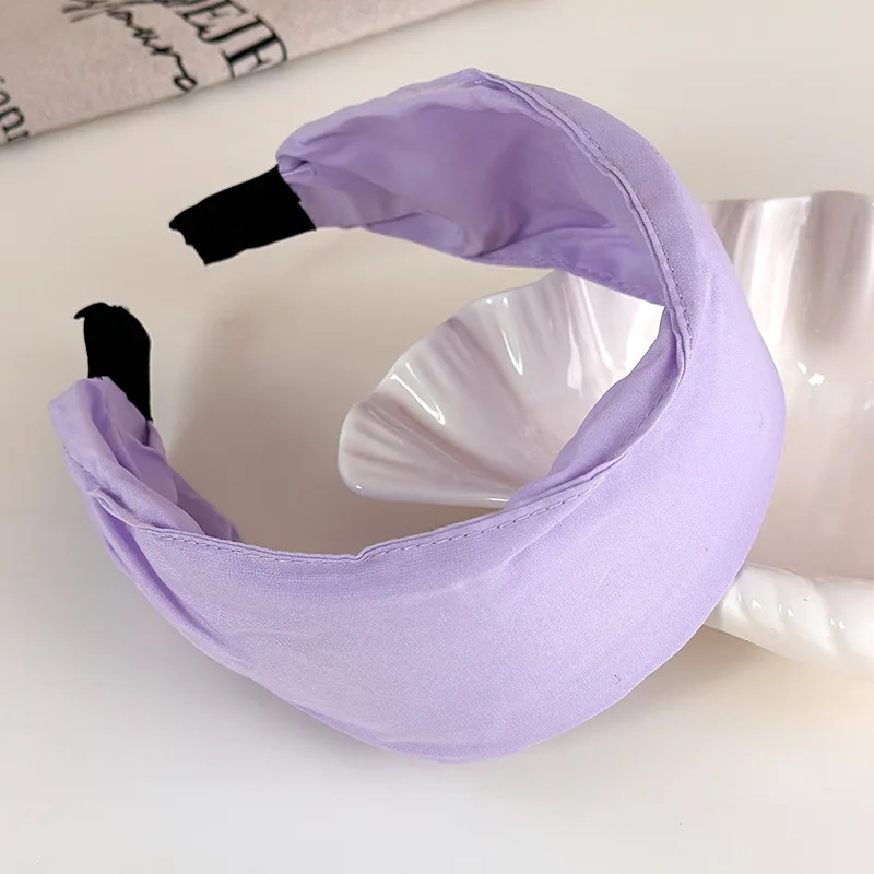 Spring Summer New Purple Series Plaid Headbands Womens Fashion Temperament Wide Headbands Girl Sweet Hair Hoop Hair Accessories