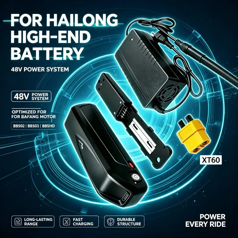 LIDIKALA 48V 20-30AH Hailong Max Downtube E-Bike-Akkupack 40A Smart BMS 18650 Lithiumzellen mit Sicherheitsverriegelung für 500W 750W 1000W 1500W 2000W Elektrofahrrad-Umrüstsatz, Leistungsbatterie